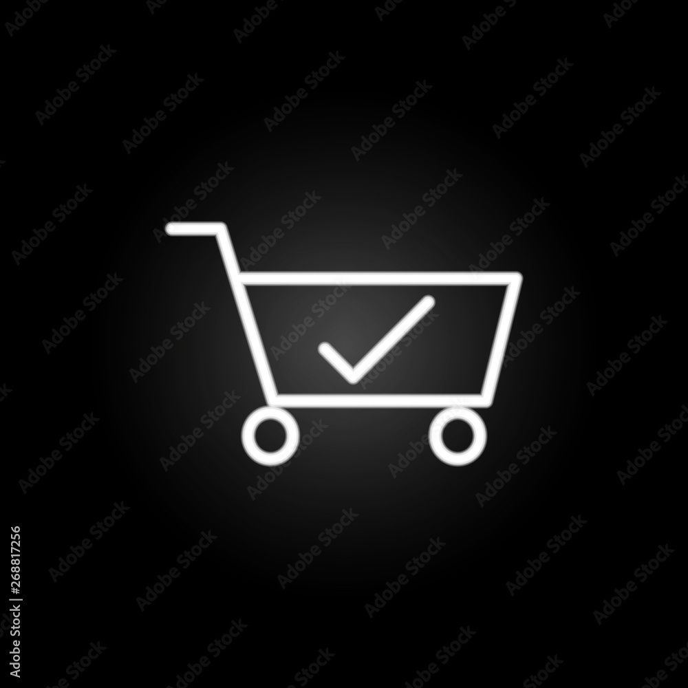 Poster purchase check neon icon. elements of commerce set. simple icon for websites, web design, mobile app
