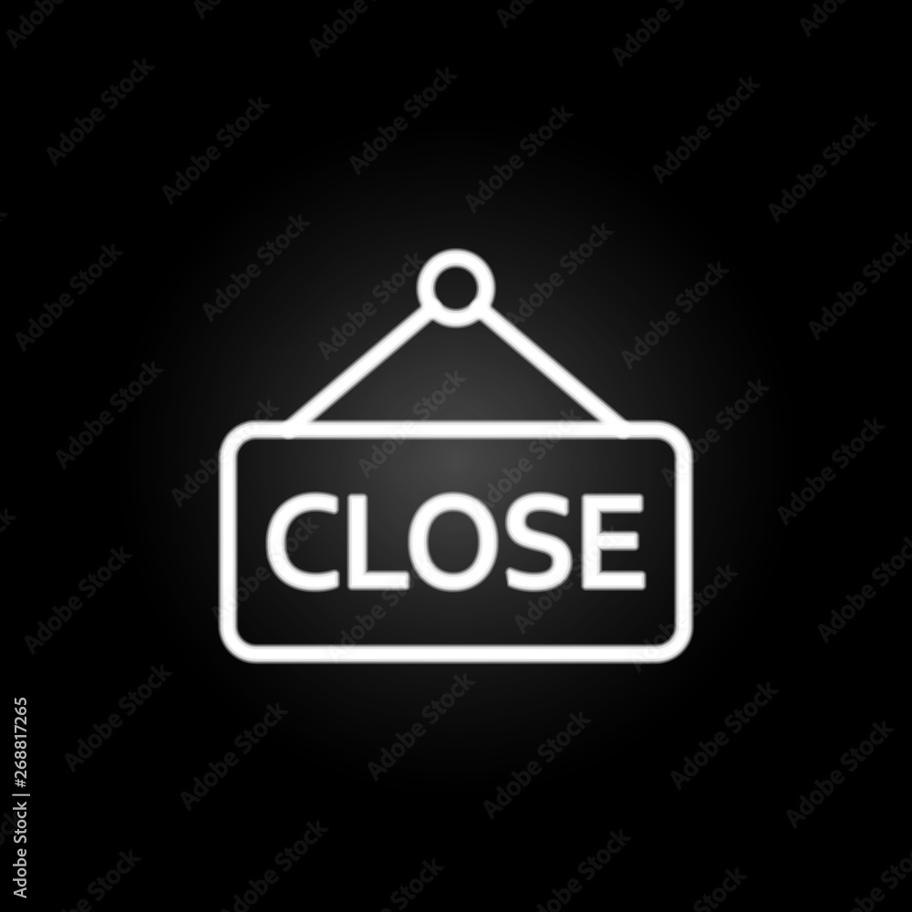 Poster closed neon icon. elements of commerce set. simple icon for websites, web design, mobile app, info g
