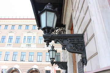 Fototapeta na wymiar fragments of old metal street lamp decoration 