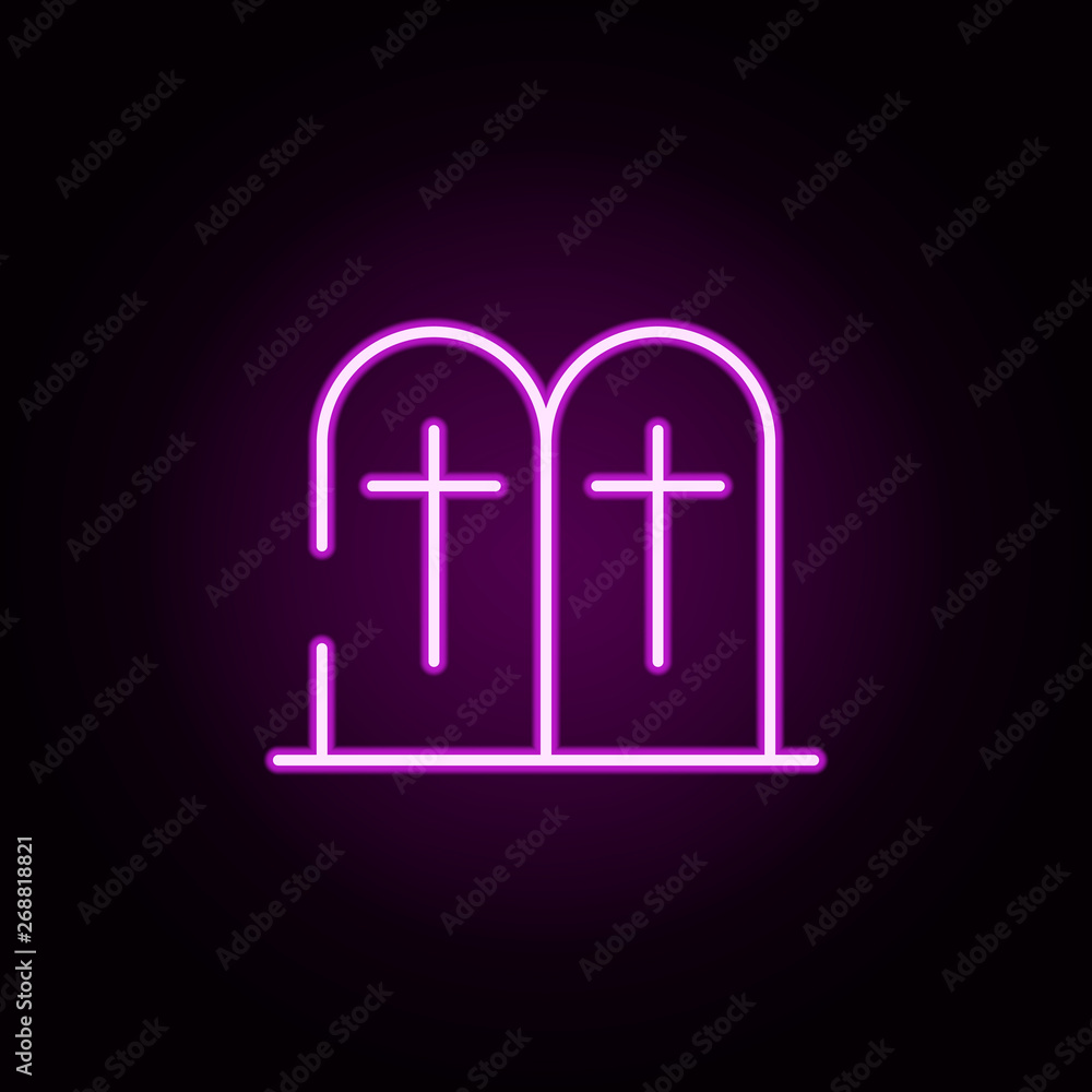 Poster grave neon icon. elements of hannukah set. simple icon for websites, web design, mobile app, info gr