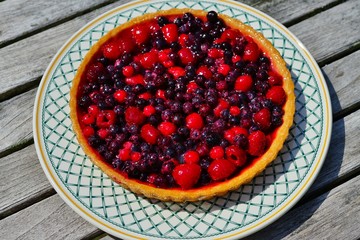 Colorful mixed berries fruit tart