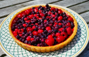 Colorful mixed berries fruit tart