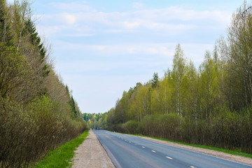 landscape with the image of country road in Moscow region