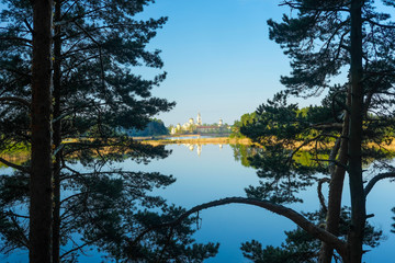 Svetlitsa, Russia - May, 20, 2019: Nilo Stolobenskyi monastery in Svetlitsa, Russia on Seliger lake