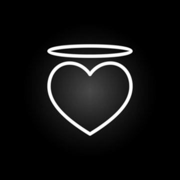 angel heart  with an halo neon icon. Elements of Heartbeat set. Simple icon for websites, web design, mobile app, info graphics