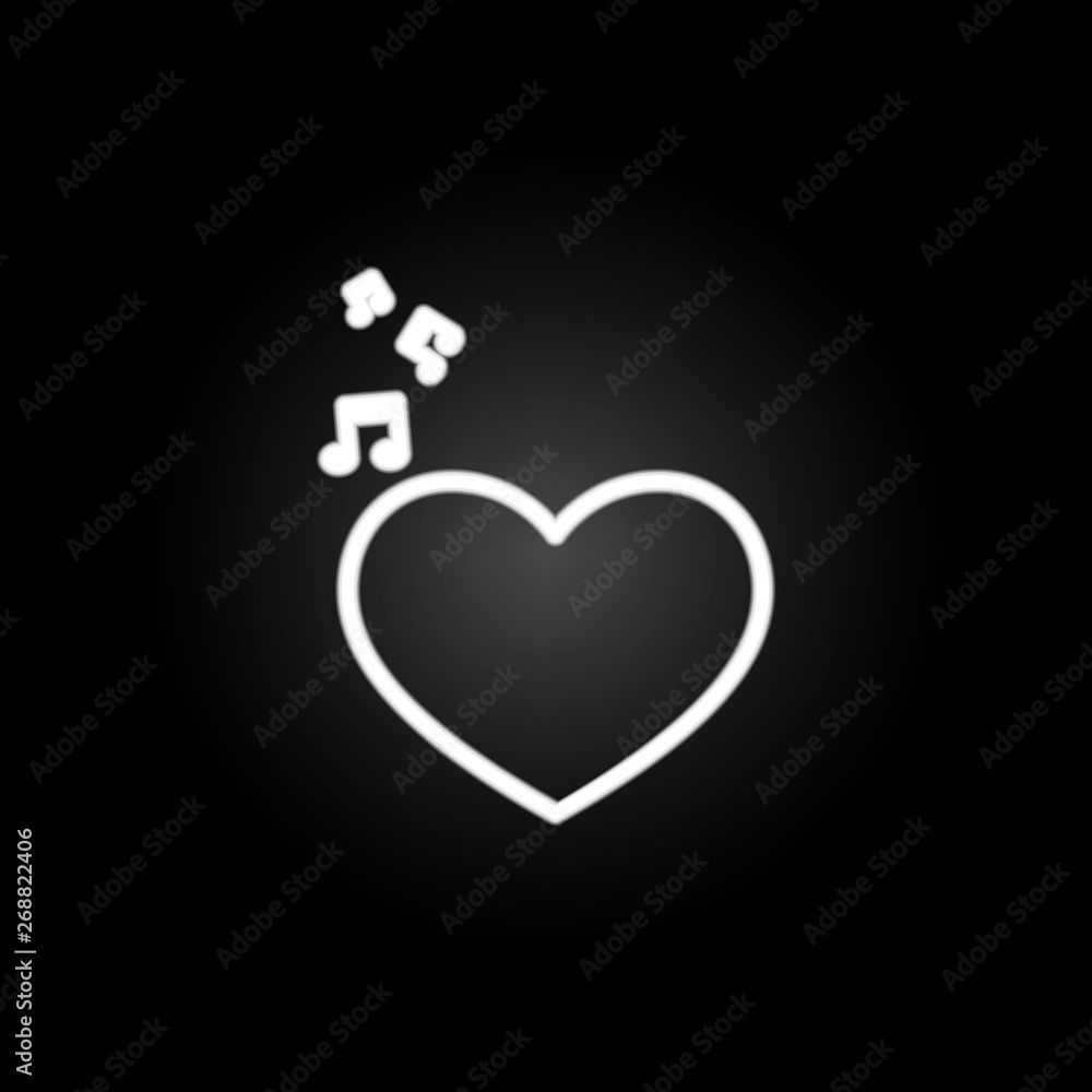 Poster love song with heart neon icon. elements of heartbeat set. simple icon for websites, web design, mob