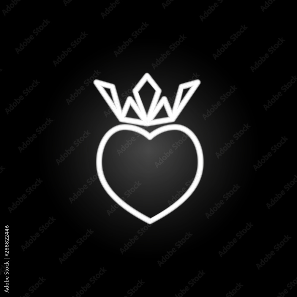 Poster king heart with crown neon icon. elements of heartbeat set. simple icon for websites, web design, mo