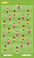 Vector green planning strategy a football field with a players