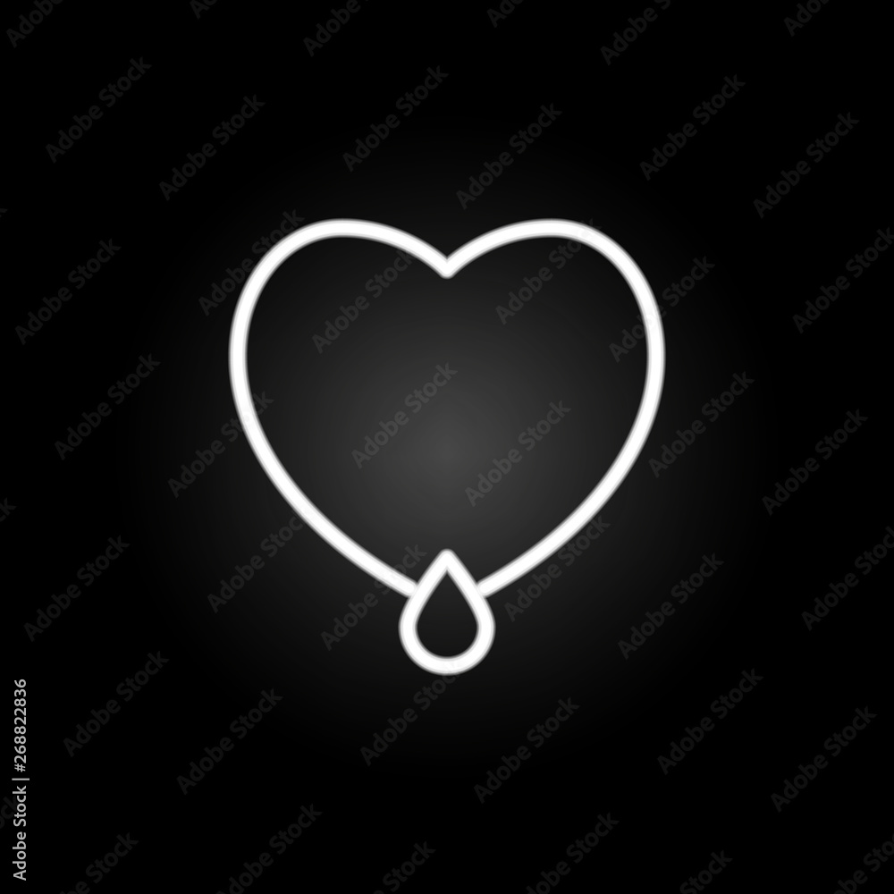 Poster bleeding heart neon icon. elements of heartbeat set. simple icon for websites, web design, mobile ap