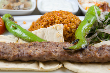 Turkish Urfa Kebab and Turkish Appetizers