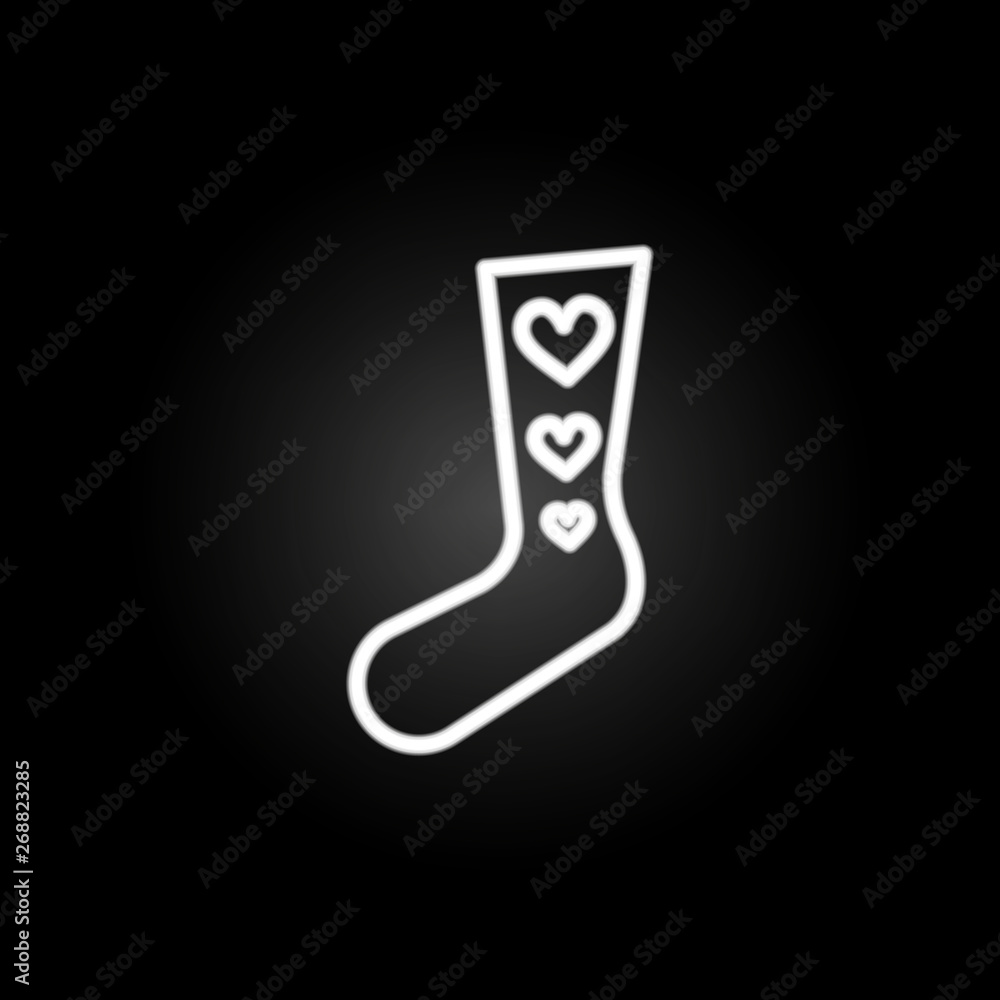 Poster sock with hearts neon icon. elements of heartbeat set. simple icon for websites, web design, mobile 