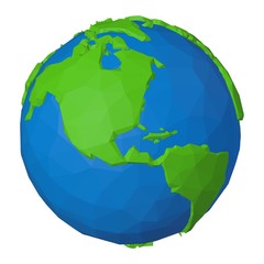 USA on 3d globe polygonal illustration in modern low poly style