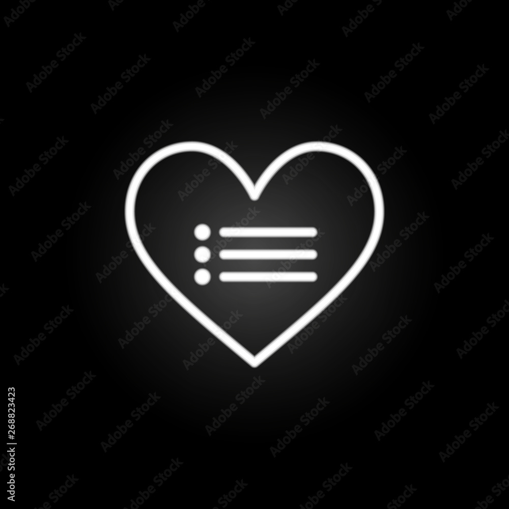 Poster heart play list of music neon icon. elements of heartbeat set. simple icon for websites, web design,