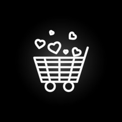 shopping cart with heart  neon icon. Elements of Heartbeat set. Simple icon for websites, web design, mobile app, info graphics