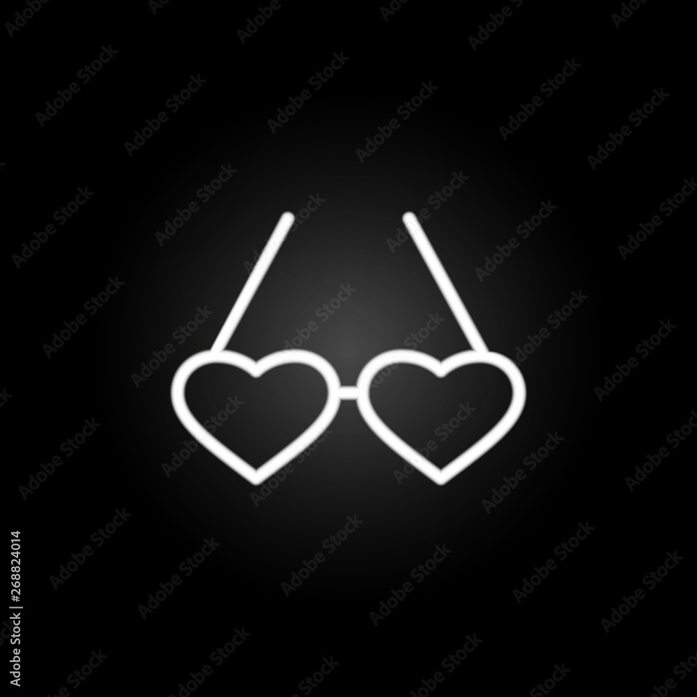 Poster reading lover glasses with heart neon icon. elements of heartbeat set. simple icon for websites, web