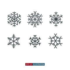 Snowflakes icons set. Elements for your design works. Vector illustration.