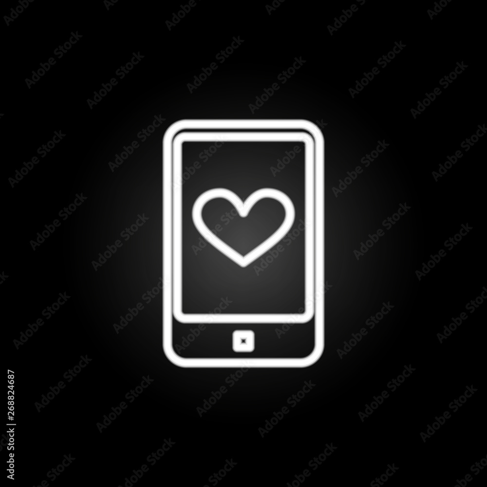Poster lover calling phone heart neon icon. elements of heartbeat set. simple icon for websites, web design