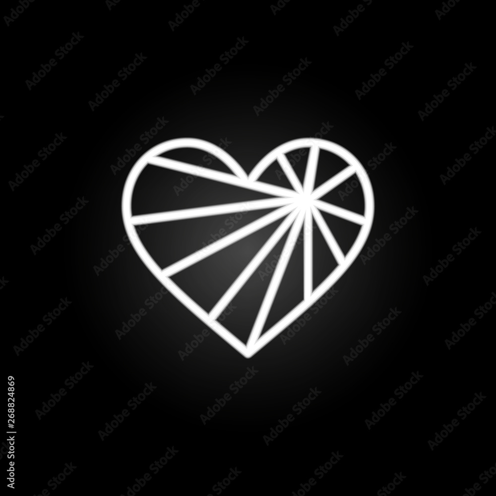 Poster heart with light beam neon icon. elements of heartbeat set. simple icon for websites, web design, mo