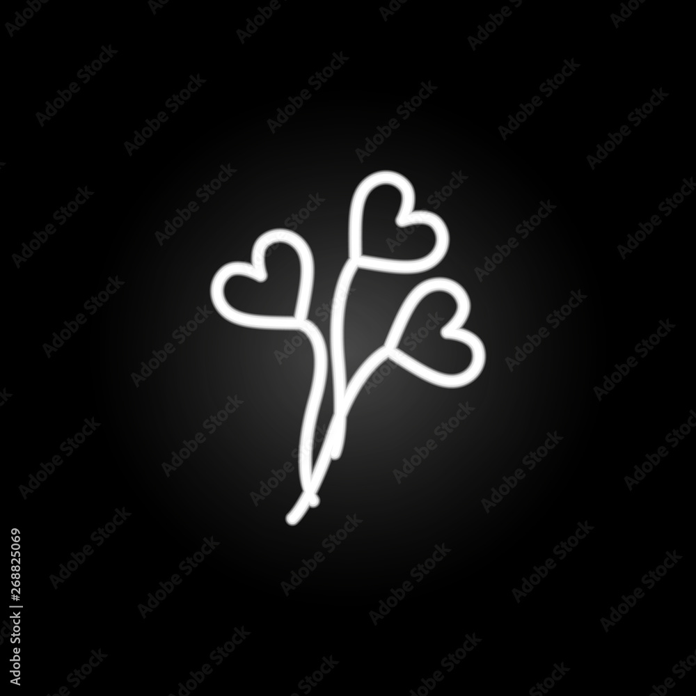 Poster heart balloon neon icon. elements of heartbeat set. simple icon for websites, web design, mobile app