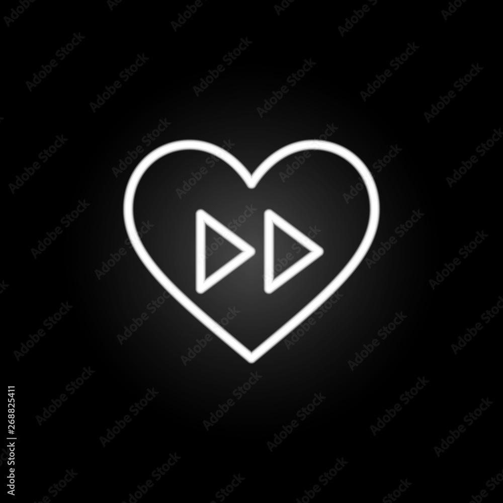 Poster heart fast forward neon icon. elements of heartbeat set. simple icon for websites, web design, mobil
