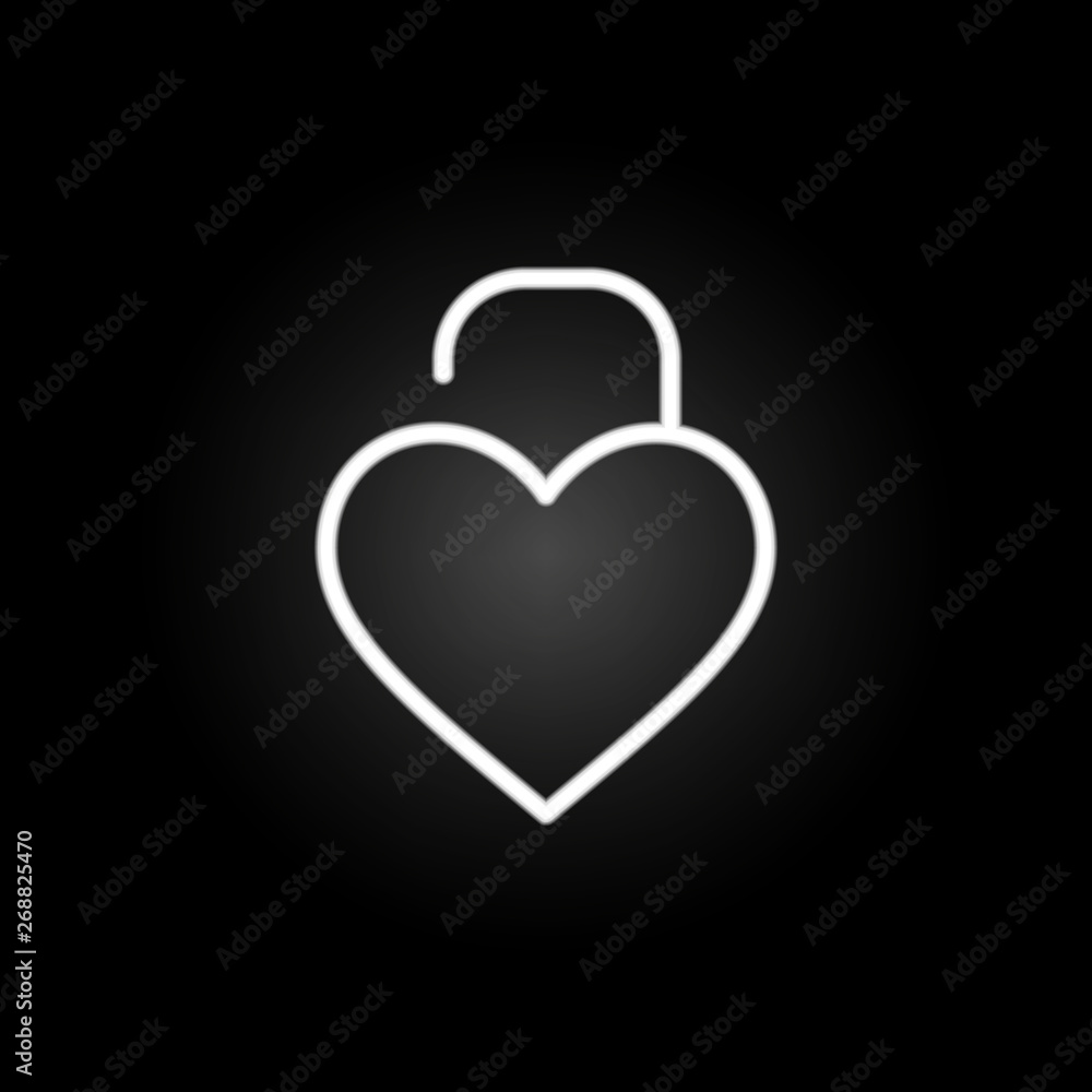 Poster padlock of heart neon icon. elements of heartbeat set. simple icon for websites, web design, mobile 