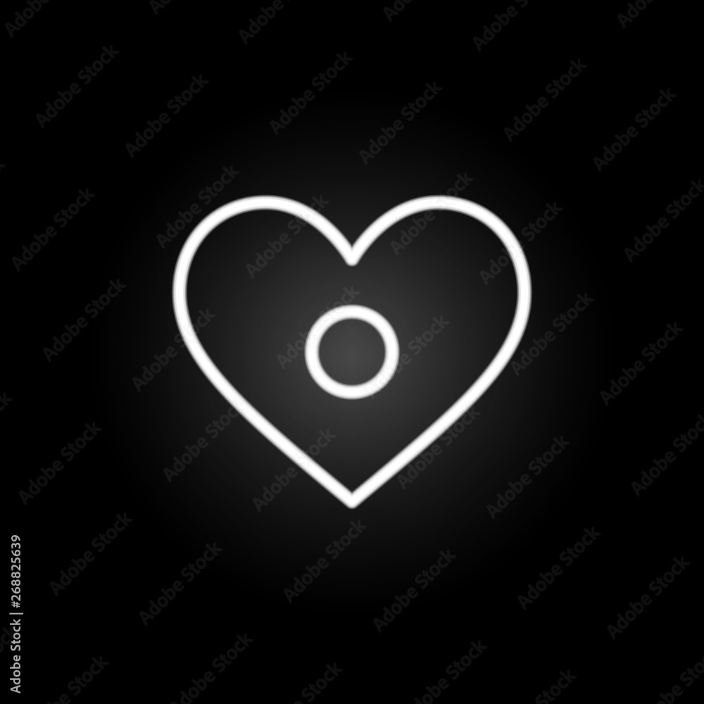 Poster heart record button neon icon. elements of heartbeat set. simple icon for websites, web design, mobi