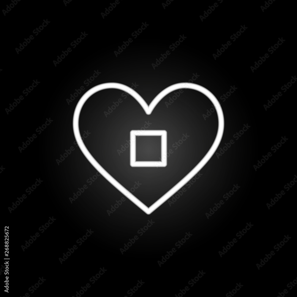Poster heart stop button neon icon. elements of heartbeat set. simple icon for websites, web design, mobile