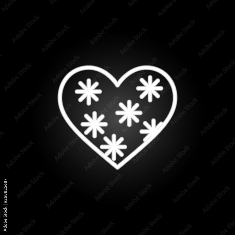 Poster heart with ornaments neon icon. elements of heartbeat set. simple icon for websites, web design, mob