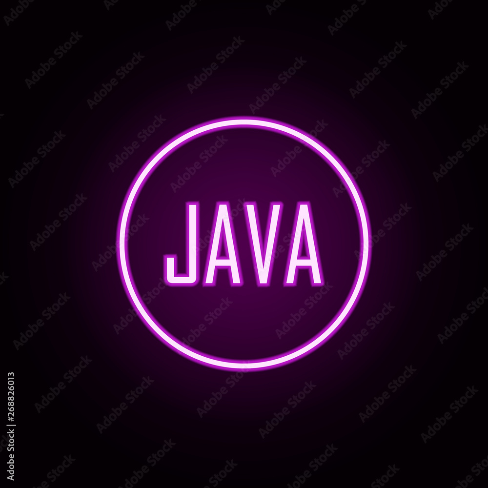 Poster java neon icon. elements of online and web set. simple icon for websites, web design, mobile app, in