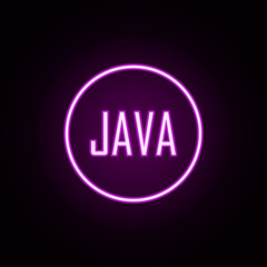 java neon icon. Elements of online and web set. Simple icon for websites, web design, mobile app, info graphics