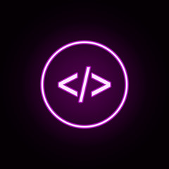 coding neon icon. Elements of online and web set. Simple icon for websites, web design, mobile app, info graphics