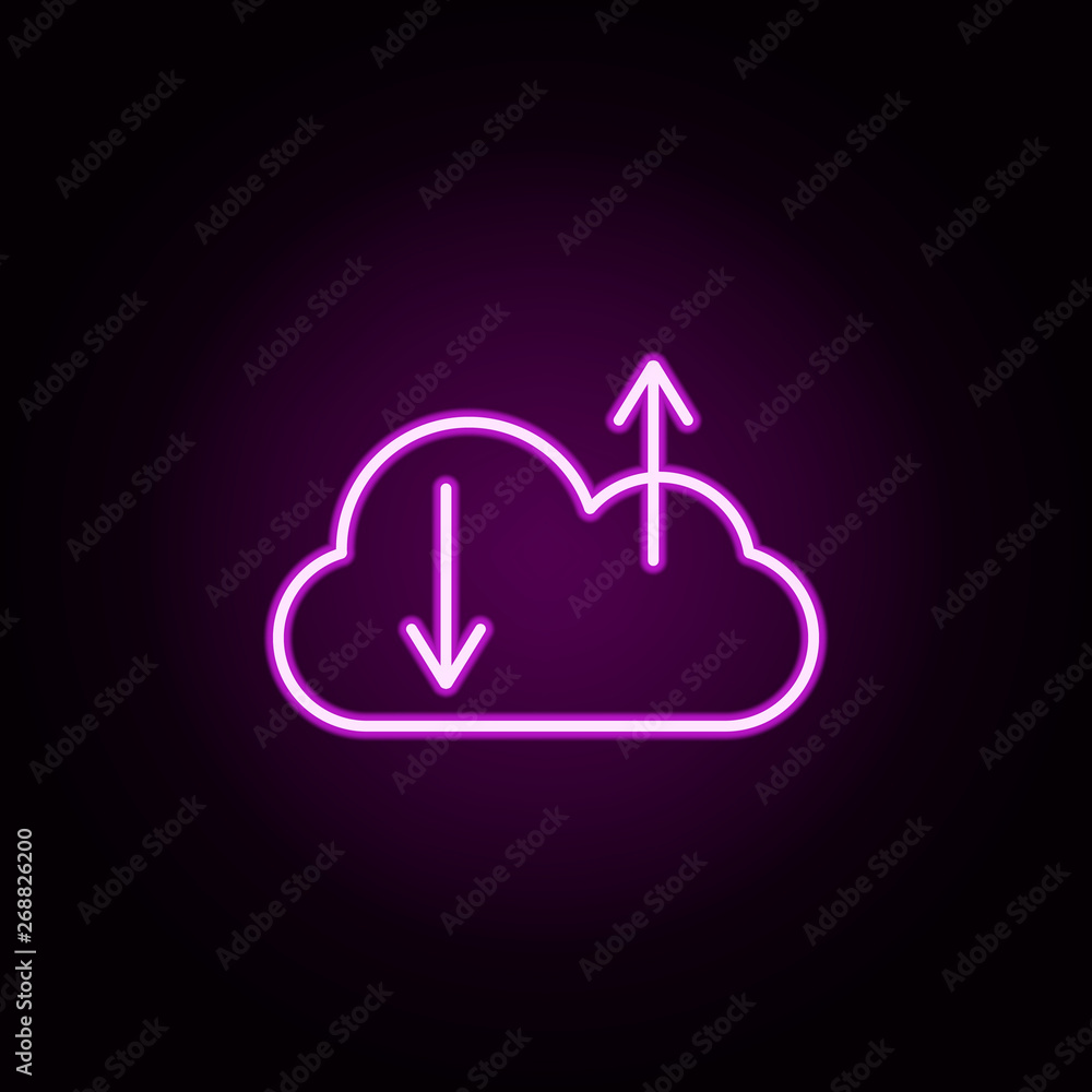 Poster sync cloud neon icon. elements of online and web set. simple icon for websites, web design, mobile a