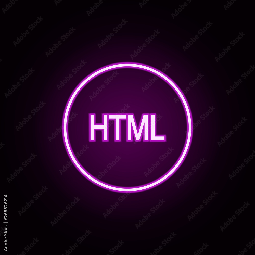 Poster html neon icon. elements of online and web set. simple icon for websites, web design, mobile app, in