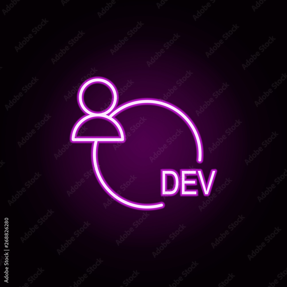 Poster developer neon icon. elements of online and web set. simple icon for websites, web design, mobile ap