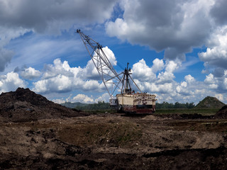 Dragline on open pit coal mine