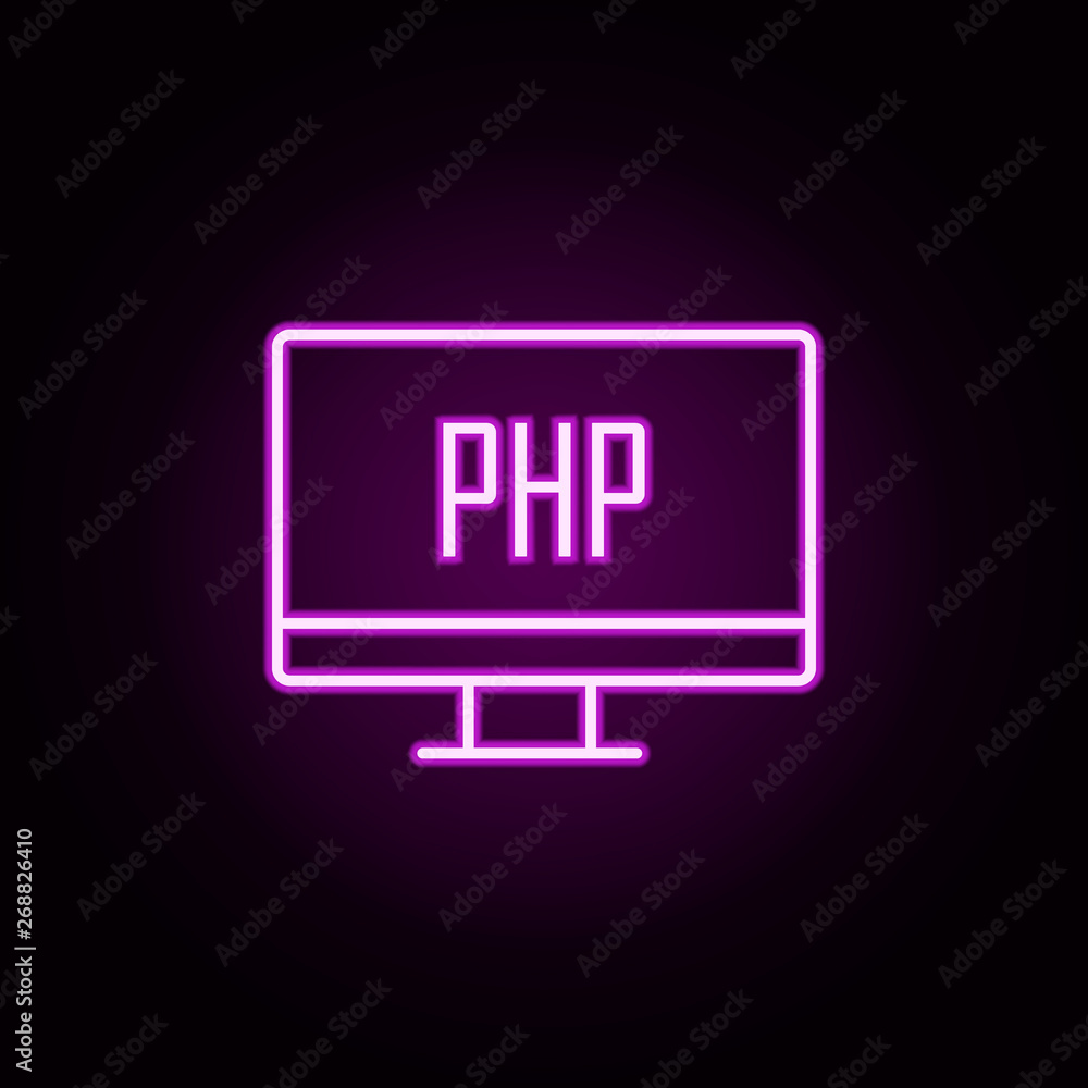 Poster html code neon icon. elements of online and web set. simple icon for websites, web design, mobile ap