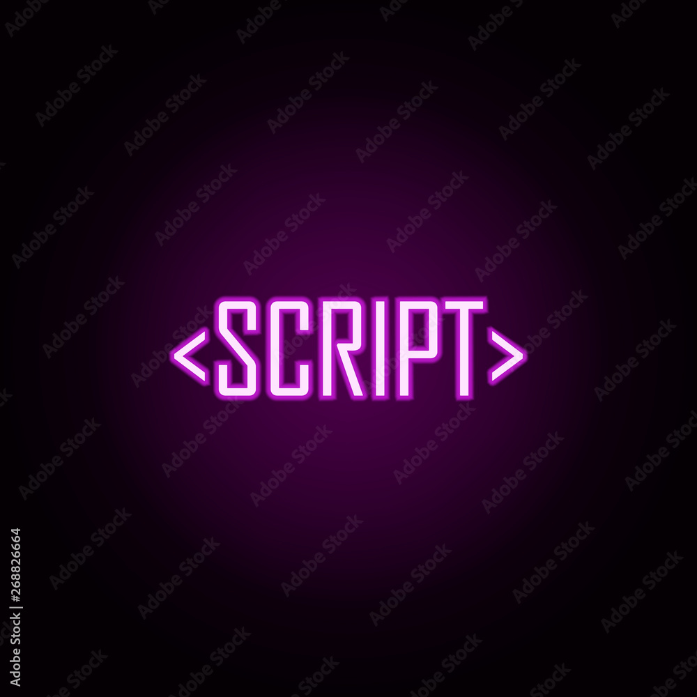 Poster script neon icon. elements of online and web set. simple icon for websites, web design, mobile app, 