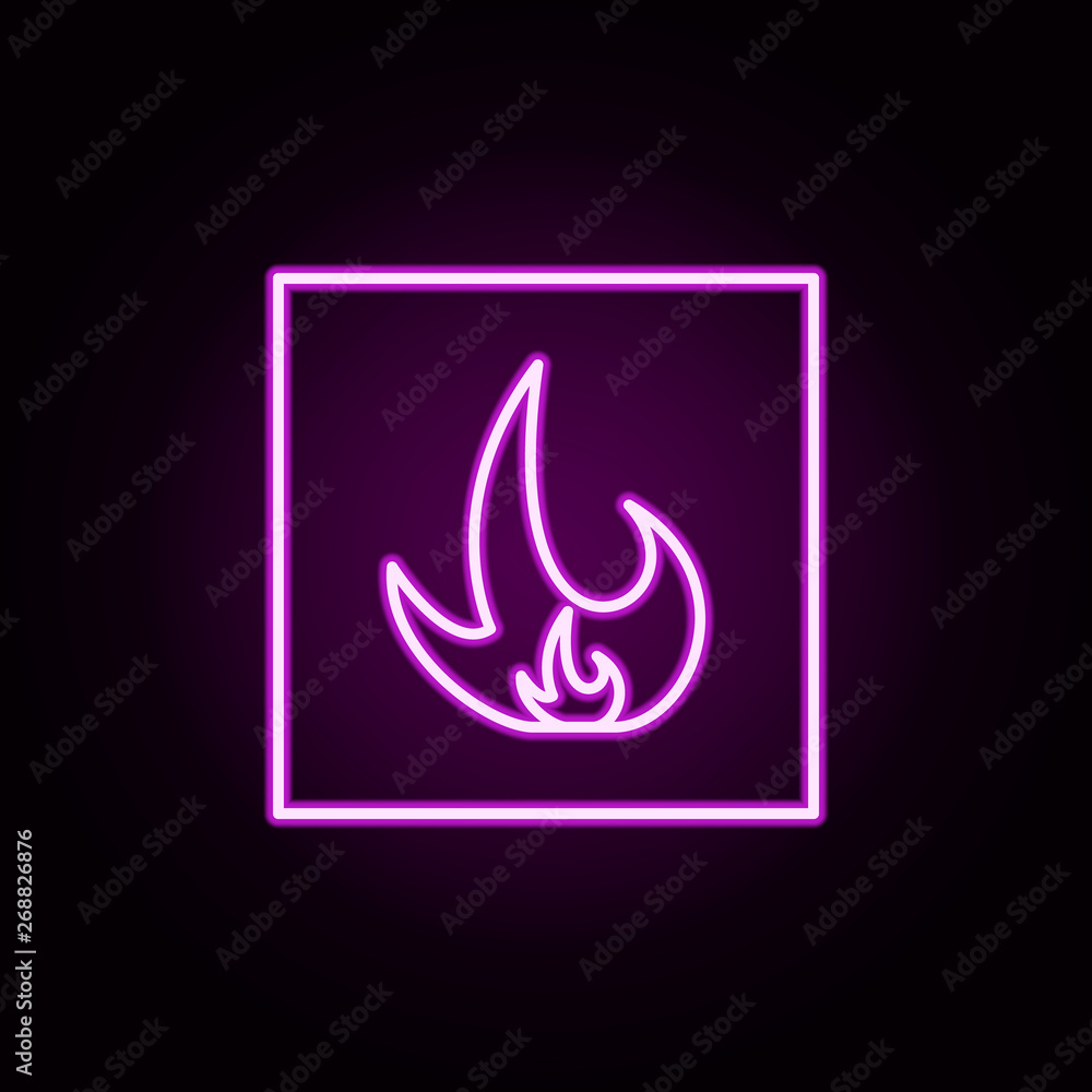 Poster caution, flammable neon icon. elements of packaging symbols set. simple icon for websites, web desig
