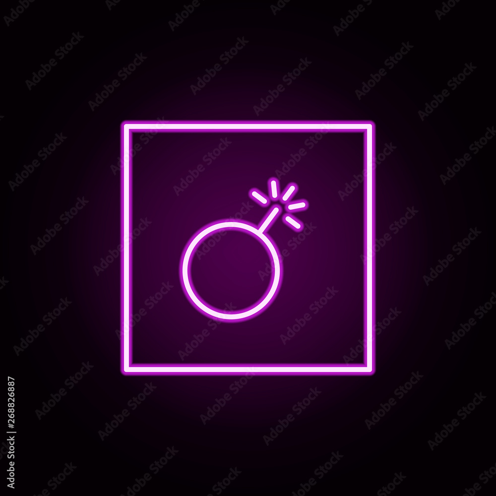 Poster danger, explosive neon icon. elements of packaging symbols set. simple icon for websites, web design
