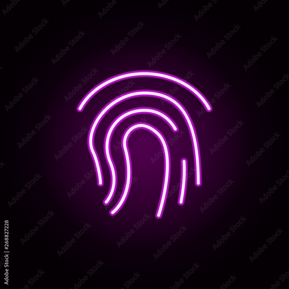 Poster fingerprint neon icon. elements of security set. simple icon for websites, web design, mobile app, i