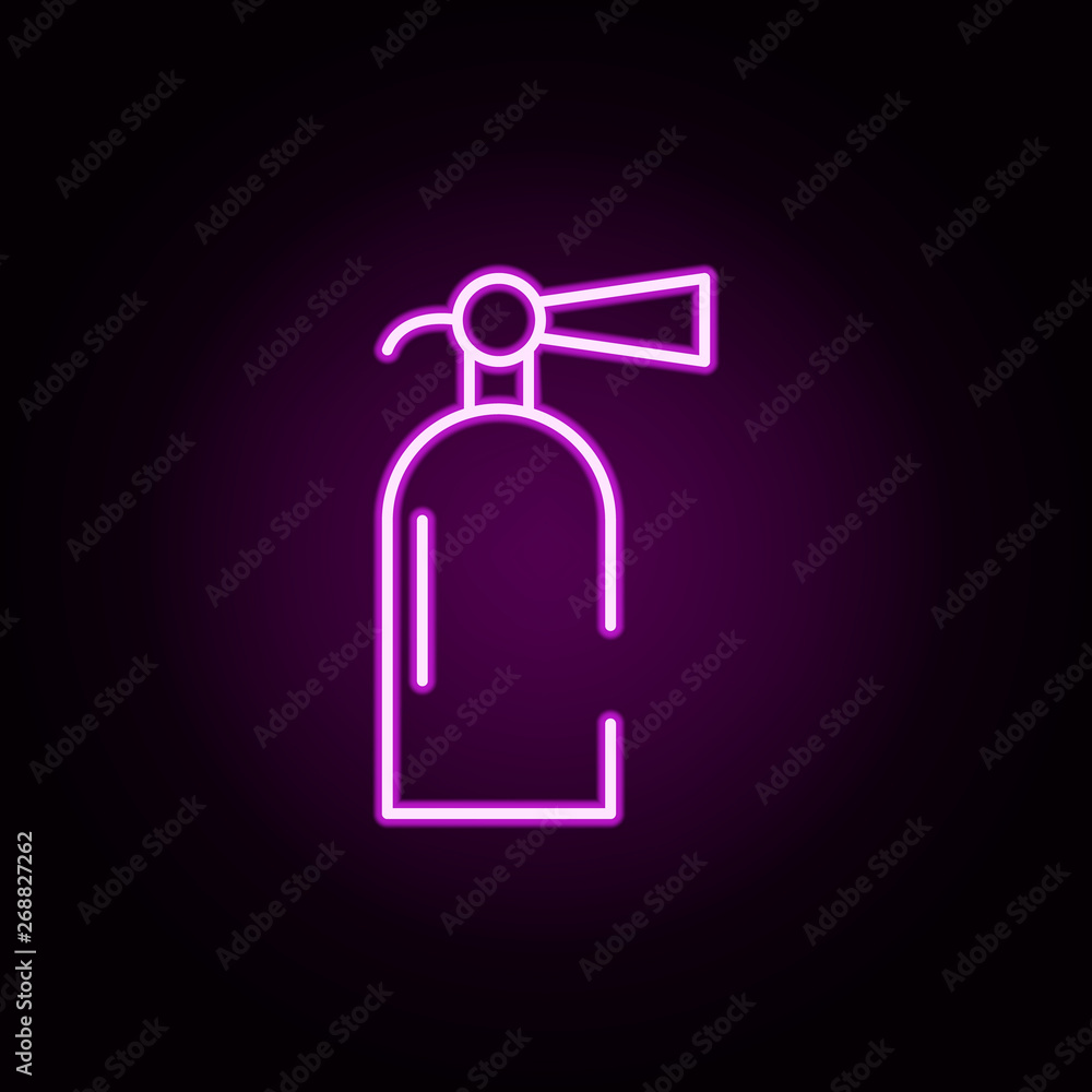 Poster fire extinguisher neon icon. elements of security set. simple icon for websites, web design, mobile 