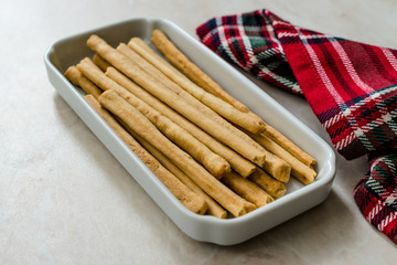 Salty Sticks in Plate Ready to Serve for Snack.