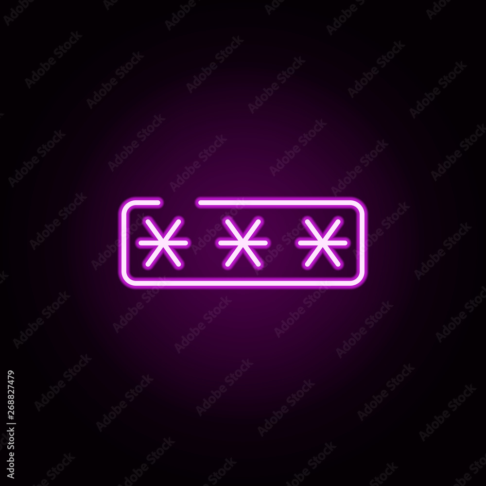 Poster password 2 neon icon. elements of security set. simple icon for websites, web design, mobile app, in