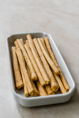 Salty Sticks in Plate Ready to Serve for Snack.