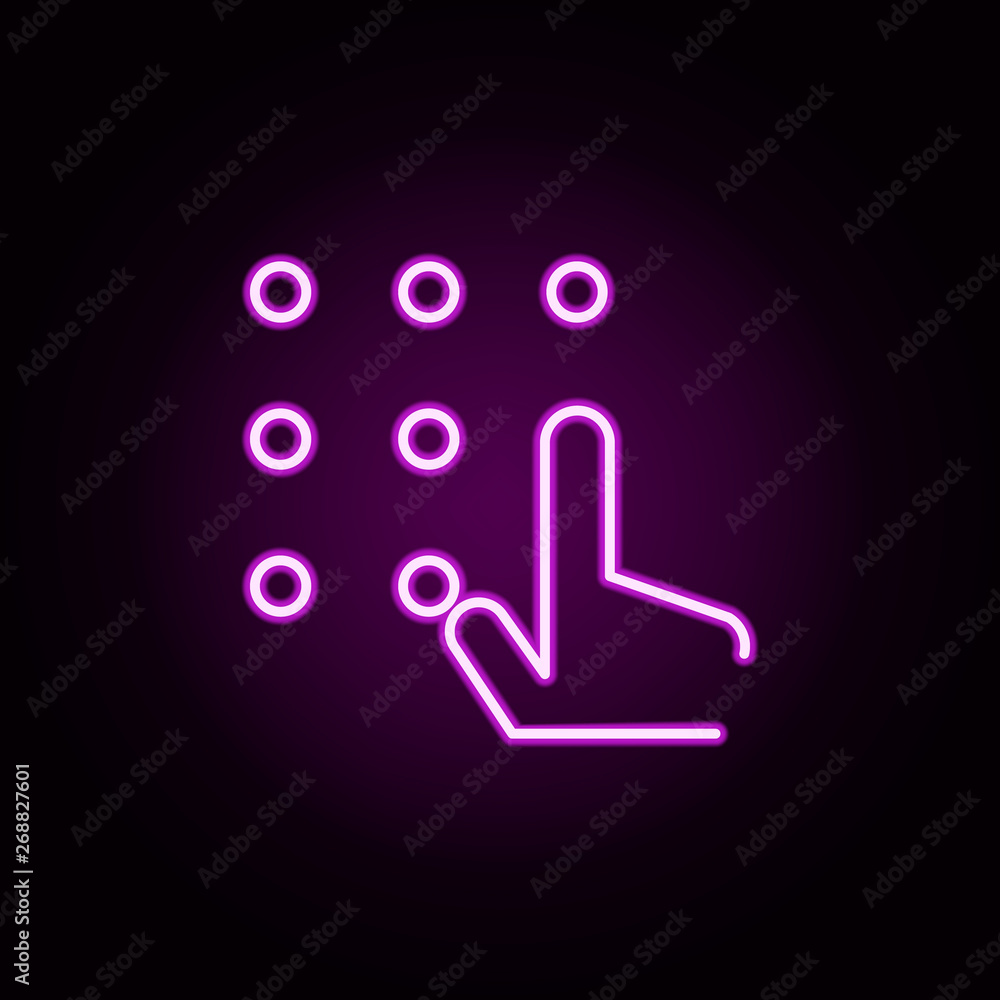 Poster screen lock, pattern neon icon. elements of security set. simple icon for websites, web design, mobi
