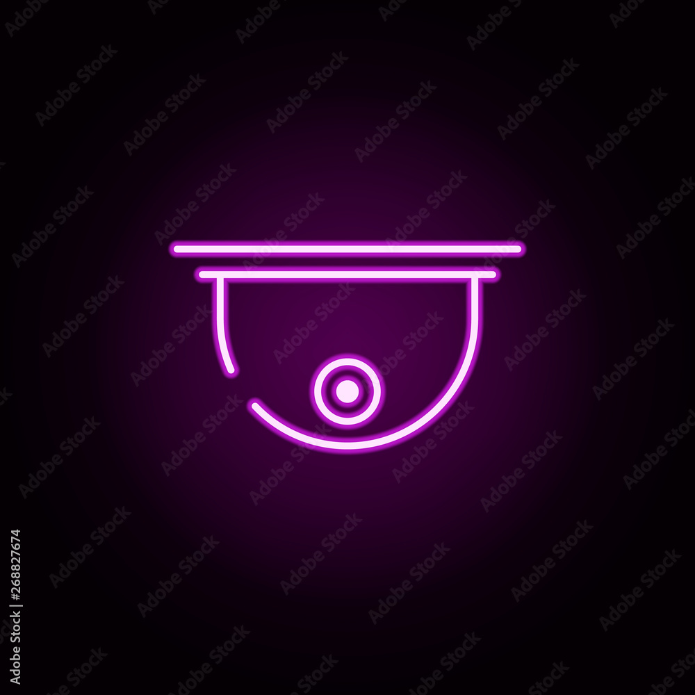 Poster security camera neon icon. elements of security set. simple icon for websites, web design, mobile ap