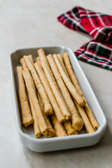 Salty Sticks in Plate Ready to Serve for Snack.