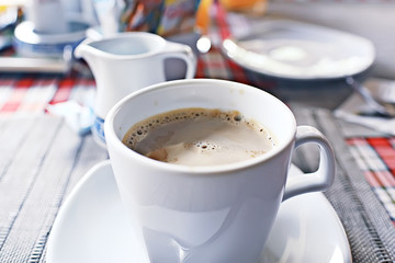 morning coffee cup / breakfast concept cheerfulness happiness drink in a cup