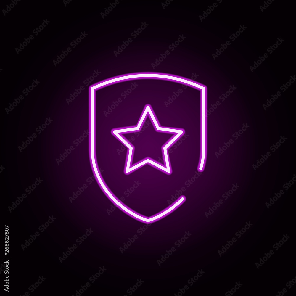 Poster shield, star neon icon. elements of security set. simple icon for websites, web design, mobile app, 