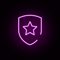 shield, star neon icon. Elements of security set. Simple icon for websites, web design, mobile app, info graphics